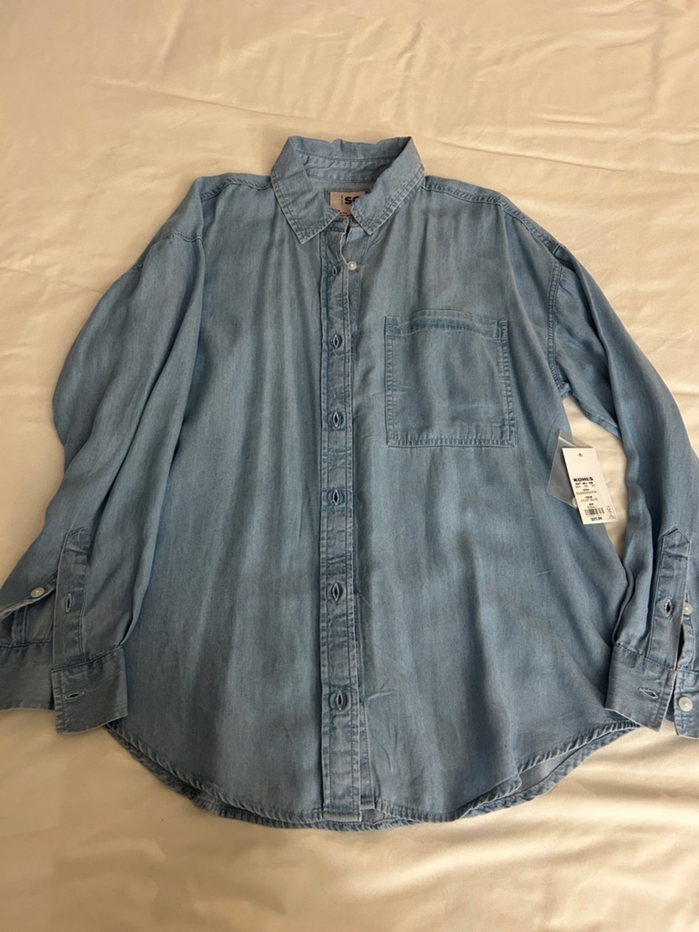 SO Light Blue Denim Casual Button-Down Shirt